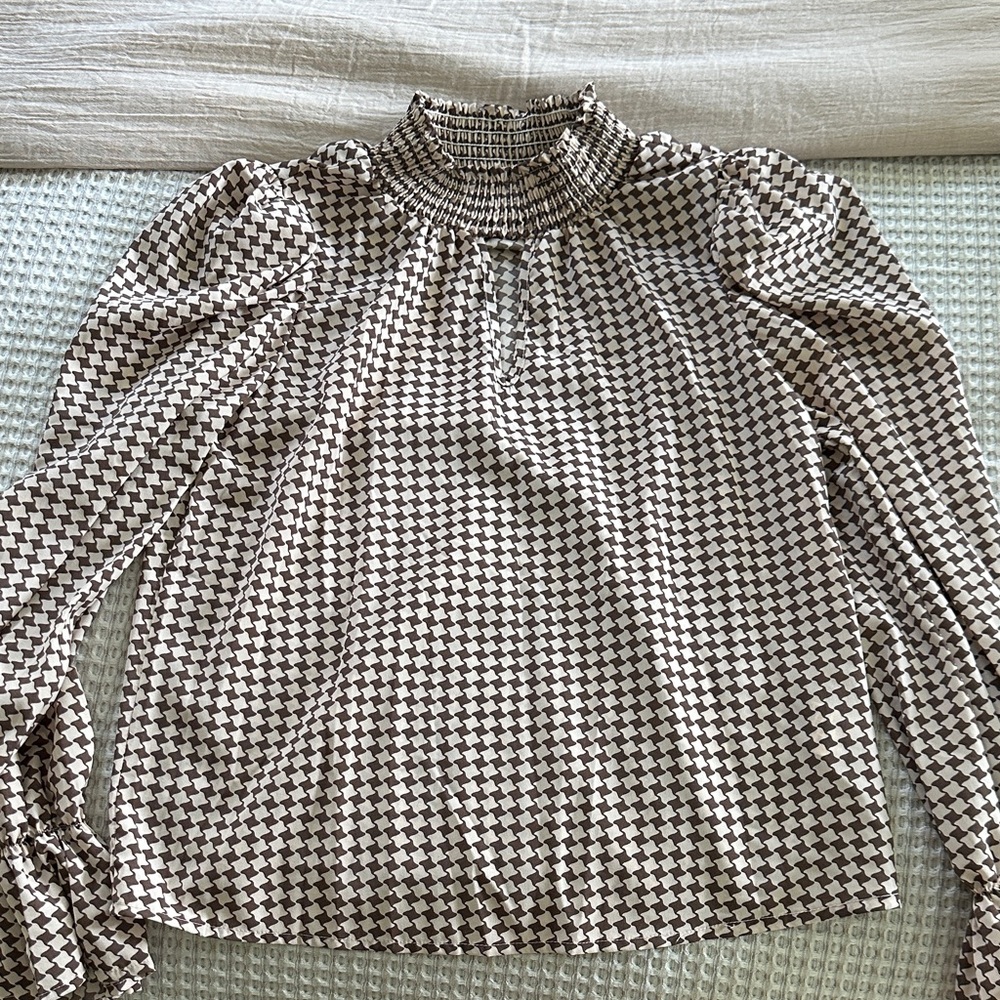 SHEIN Black and White Checkered Blouse